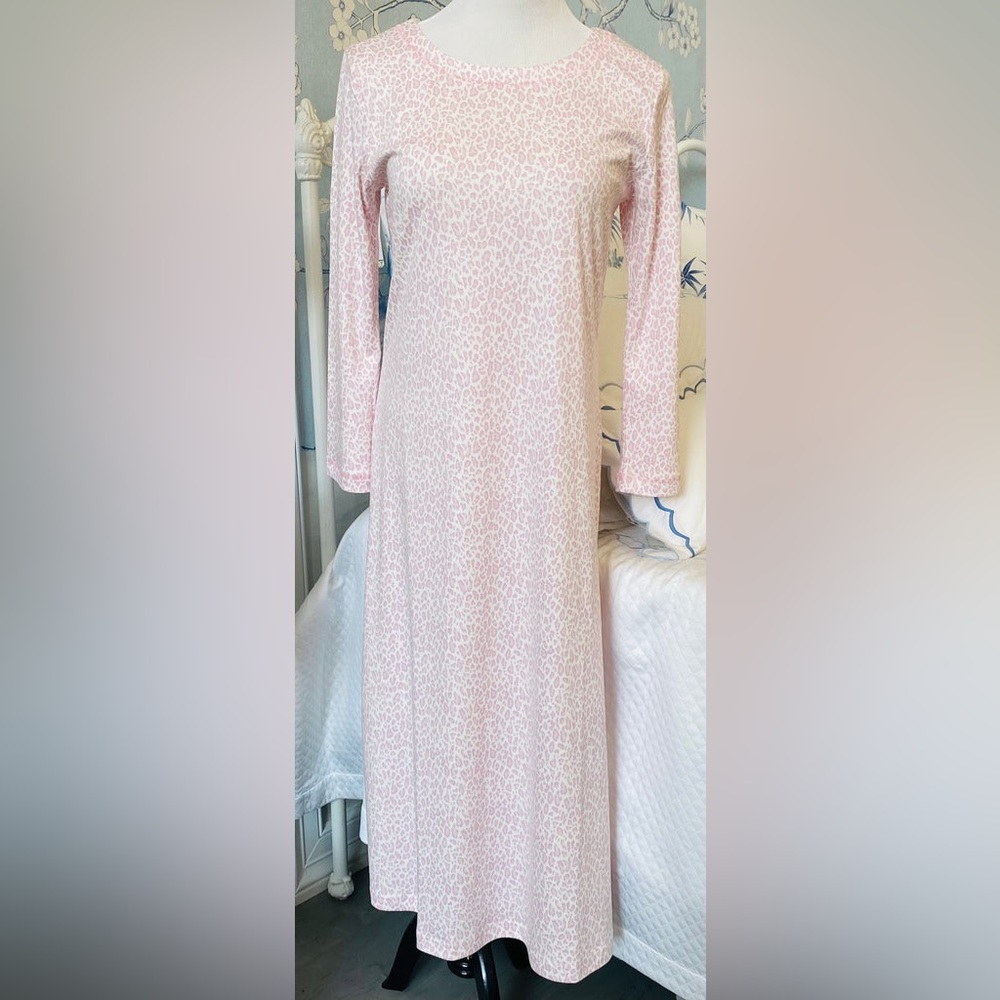 PJ Harlow P.Jamas Pink Leopard Print Pima Cotton Lounge Dress XS